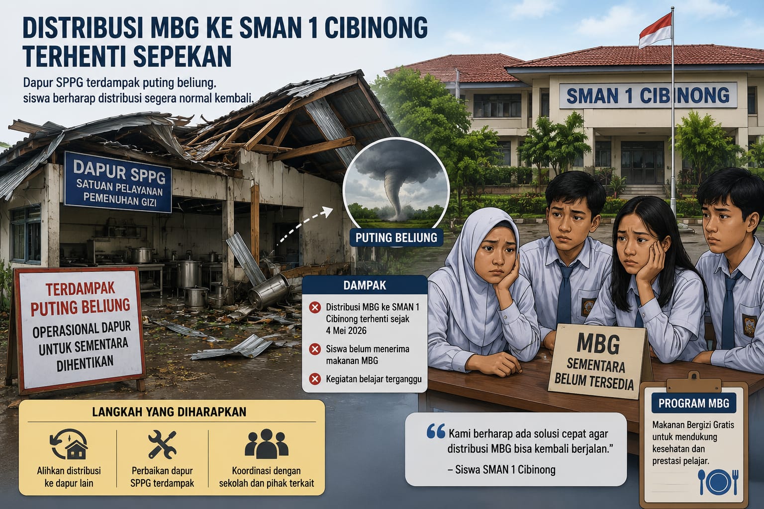 ngentot mutakhir Distribusi MBG ke SMAN 1 Cibinong Terhenti, Siswa kata Dapur SPPG Terdampak pentil Beliung