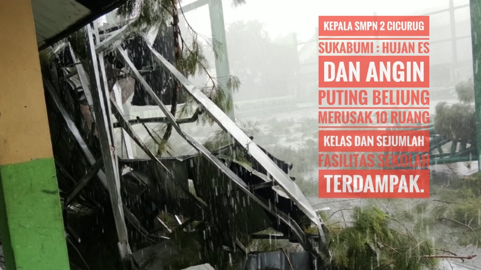 ngentot mutakhir rintik Es dan pentil Beliung Rusak SMPN 2 Cicurug, Kepsek: 10 Ruang Kelas Terdampak, KBM Pelajar Dialihkan ke Griya